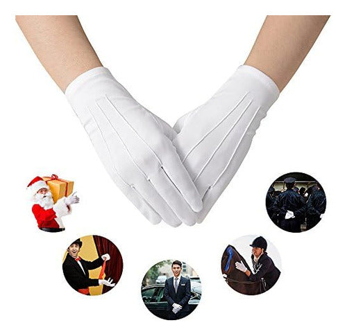 JISEN Men Police Formal Tuxedo Honor Guard Parade Nylon Cotton Gloves 6