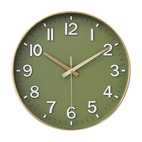 HZDHCLH Silent Wall Clock Olive Green 30cm 0