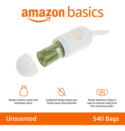 Amazon Basics Dog Poop Bags with Dispenser and Leash Clip - 540 Count 1
