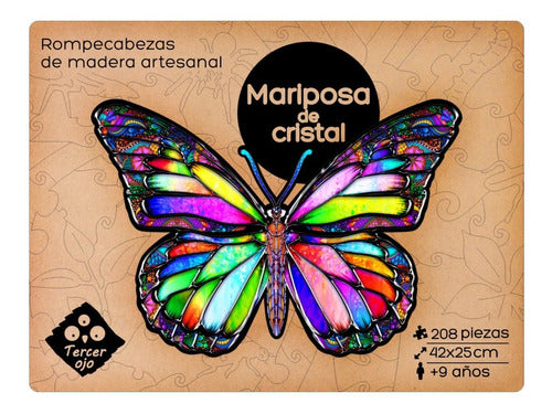 Tercer Ojo Rompecabezas Artesanal De Madera Mariposa De Cristal 1