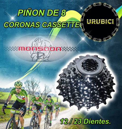 Piñon  De 8 Coronas Monsoon Cassette . 12/23 Dientes. 1