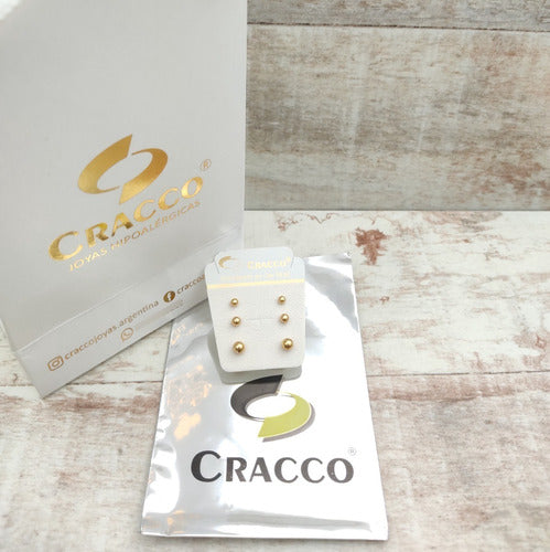 Cracco Aros Bolitas Hipoalérgicos Oro Laminado 18k Calidad 7