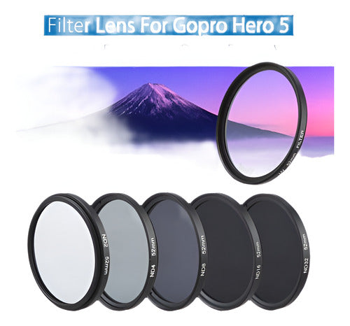 Kit De Cubierta De Lente De Filtro ND2 + ND4 + ND8 + ND16 + ND32 + UV Cam Acc Deportivo Para GoPro Hero 5 0