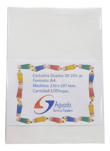 Carton Duplex Blanco/blanco 250gr. A4 X100 Serviciopapelero 0