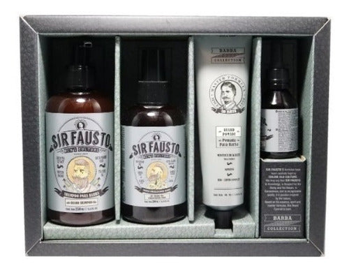 Kit Para Barba Sir Fausto Shampoo Oleo Pomada Tonico Barber 1