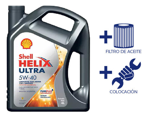 Shell Helix Ultra 5W40 4L Oil Change + Filter for Logan 1.6 0