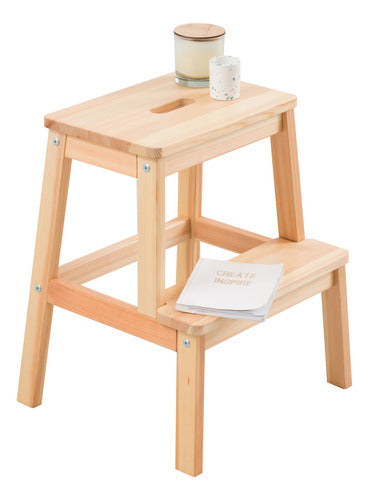 Multi-Purpose Wooden Step Stool Bedside Table - Mite 0