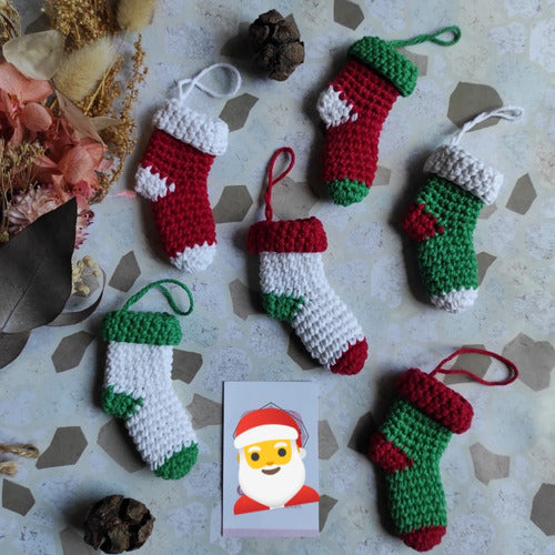 Christmas Tree Sock Ornaments Set of 6 - Holiday Colors 1