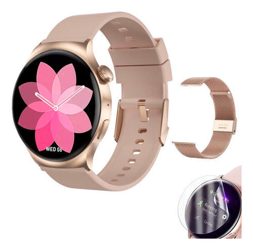 DT NO.1 Smartwatch DT4 Mate Rose Gold Double Band and Protector Film 0