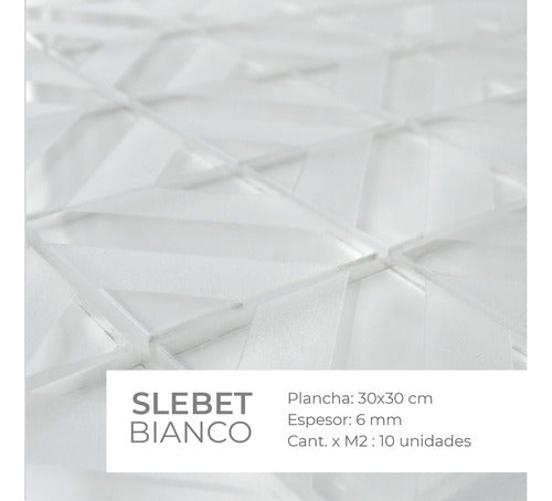 Misiones Deco Slebet Bianco Glass Mosaic Wall Covering 1