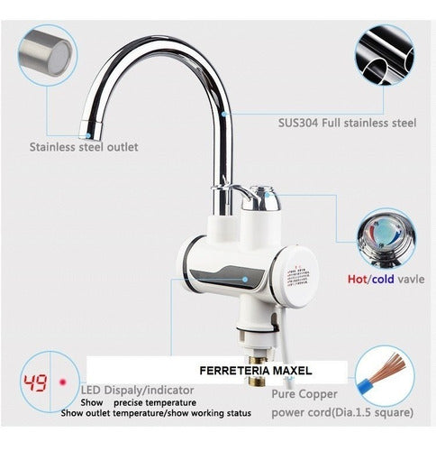 Electric Countertop LED Faucet with Safety Thermal Plug 6