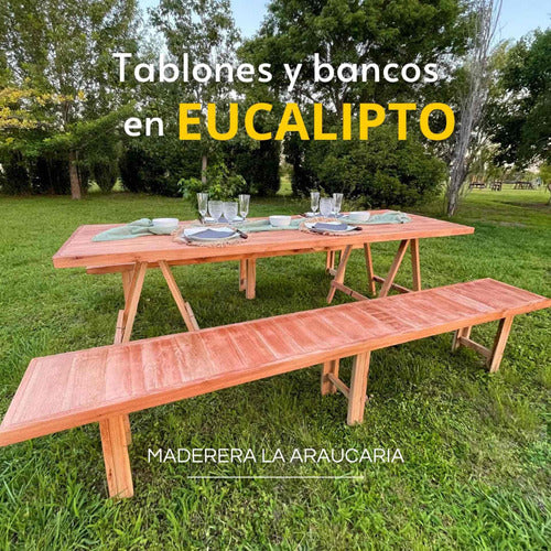 Maderera La Araucaria Tablón Eucalipto 2,50 Mts X 80 Cm - Con Dos Caballetes 0