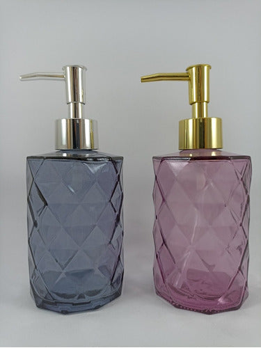 JAB Pack of 2 Glass Soap Dispensers with Metal Pump - 300ml 0