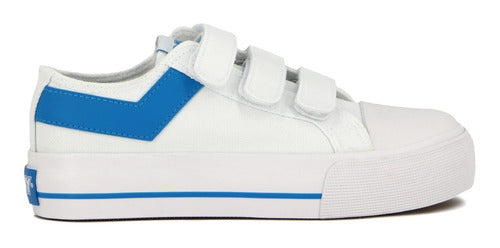 Pony Champion Canvas Platform Sneakers with Velcro / White/Royal 1