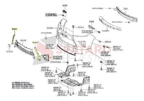 Moldura De Paragolpe Delantero Derecho Yaris 2016-2019 2