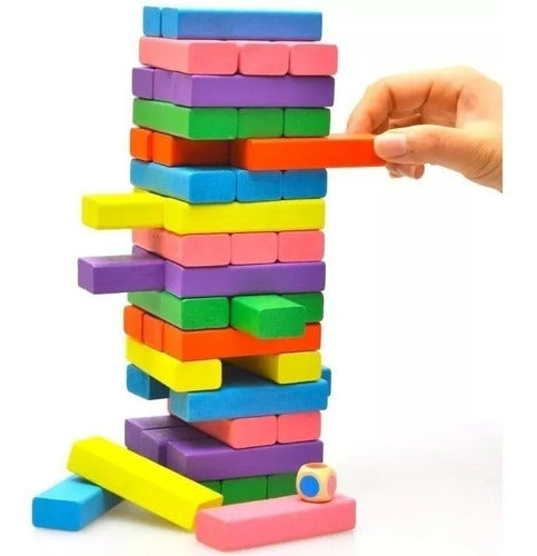 Don Alberto UY Tower of Colored Wood Blocks Game with Dice 3