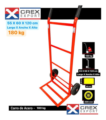 Crex Export Carro Carrito De Carga Carro Zorra Porta Carga 180kg 1