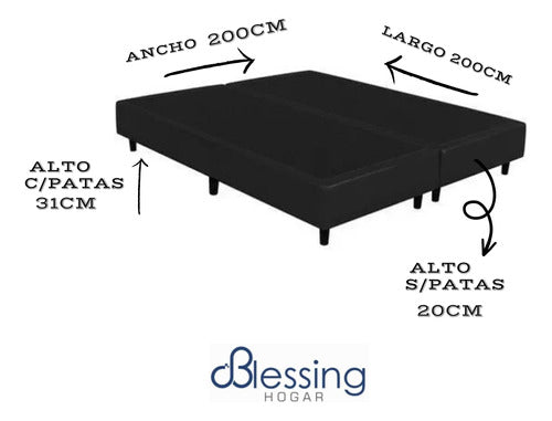 Blessing Base Sommier 200x200cm Tela Rustico Reforzado 1ra Calidad 1