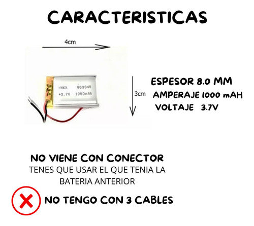 Bateria Auricular Dron Parlante 3.7v 1000mah 803040 8326am 1