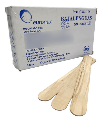 Euromix Baja Lengua De Madera Adulto 100 Unidades 14cm 0