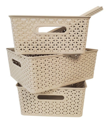 Seder Medium Set of 3 Rattan-Like Organizer Boxes with Lid 7