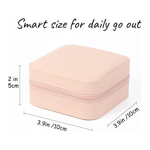 Mfxip Mini Travel Jewelry Case Small Jewelry Box Jewelry Organizer Storage Case Portable Pu Leather 2