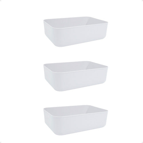 Set of 3 Small Organizer Baskets Boxes 26x18x8 Modern Design 18