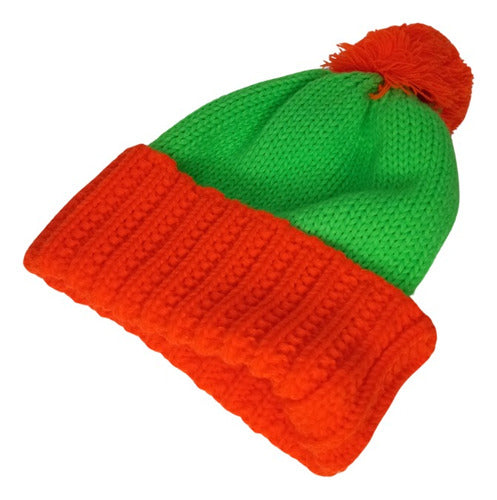 Fluorescent Thick Wool Beanie with Pompom CY10 0