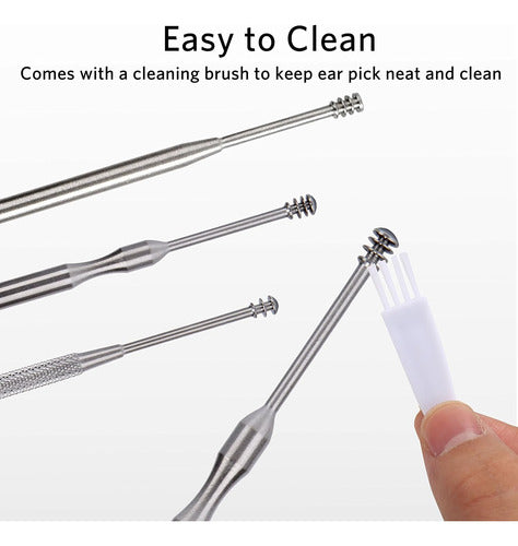 Geengle 3 Piece Earwax Removal Kit, Stainless Steel, with Brush 3