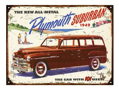 Replica Plymouth Suburban 1949 Metal Sign 0