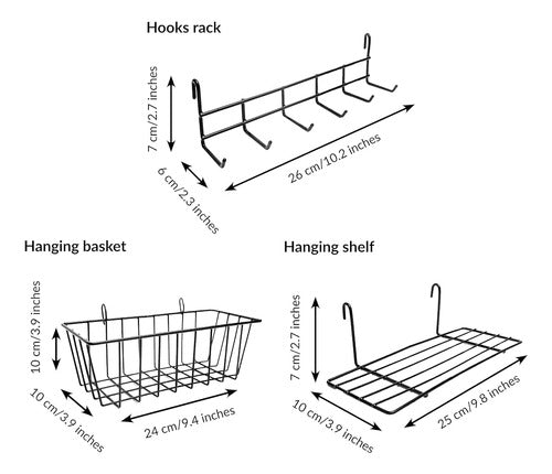 Odoxia Hanging Wall Basket, Hook Shelf, and Hanging Rack 2