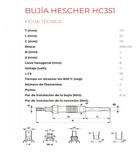 Bujia Precalentamiento Fiat Qubo Siena 1.3 Multijet 1