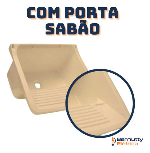 Kit Tanque Creme Lavatório Abs 15 Litros Com Válvula Sifão 3