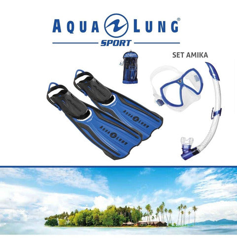 Adjustable Aqualung Amika Snorkel Kit with Fins 1