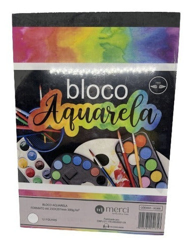 Bloco Aquarela A4 Branco Merci C/12 Folhas. 0