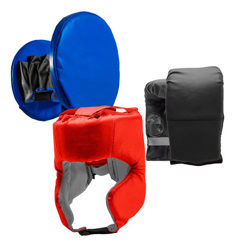 Trops Boxing Combo: Gloves + Focus Mitts + Headgear Kit Gym 0