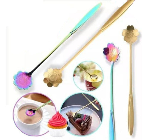 DD2 1 Dessert Coffee Spoon Stainless Steel Flower Shape 0