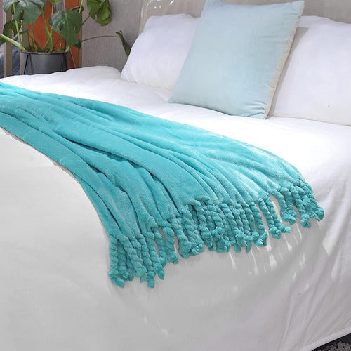 ~? Inicio Soft Things Braided Bed Couch Throw Blankets, Balt 1