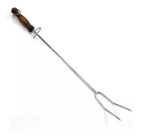 Grill Fork with Wooden Handle Stainless Steel 50cm 0