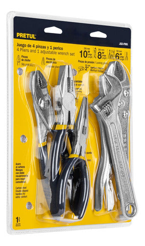 Set of 3 Pliers, Adjustable Wrench, and French Pressure Clamp Ford 22971 Pretul La Cueva 0