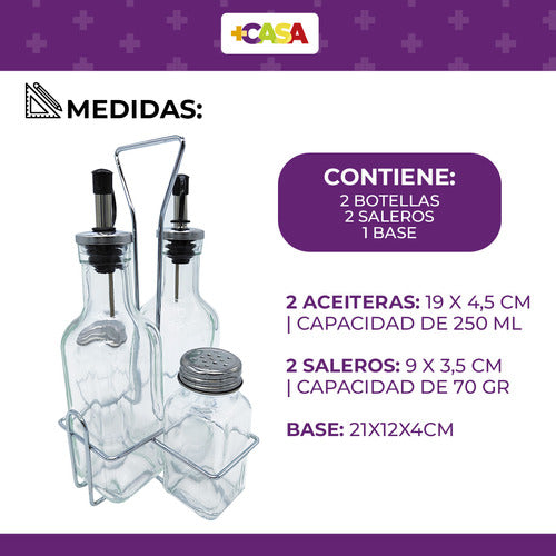 Mas Casa Oil and Salt Shaker Set 4 Pcs with Base 1