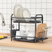 Two-Tier Dish Drainer with Cutlery Holder - Black 2
