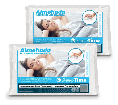 SleepTime 2 Smart Viscoelastic Pillows with Cover 60x40 0