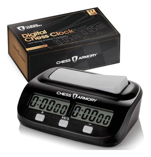 Chess Armory Digital Chess Clock - Portable Timer with Tournament Functions and Additional Time 0