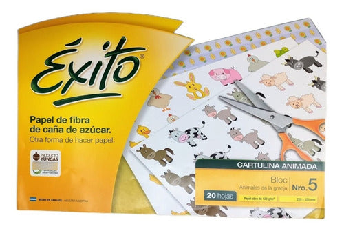 Éxito Block N°5 Animated Cardstock - Farm Animals - 20 Sheets 0