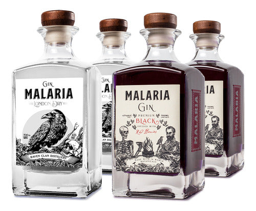 Malaria Gin 2x London Dry 700ml + 2x Black 700ml 0