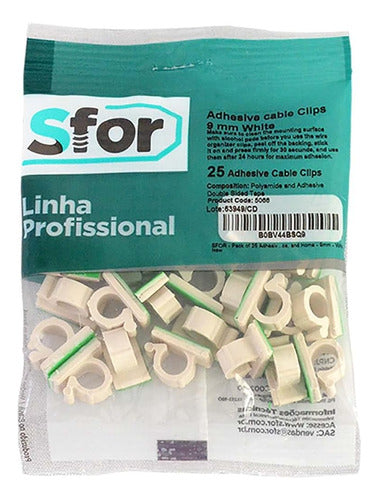 Sfor - Paquete De 25 Pinzas Adhesivas Para Cables - Organiza 0