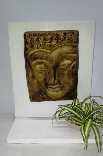 Buddha Ceramic and Wood Frame with Hanging or Standing Candle Holder 4