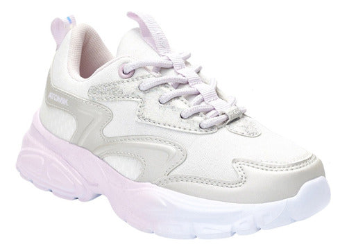 Atomik Footwear Girls' Platinum Beige and Pink Sneakers 0