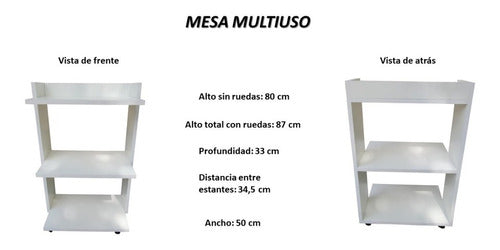 Lo Pensamos para Vos Mesa Con Ruedas Odontología Consultorio Estética 87 Cm 1